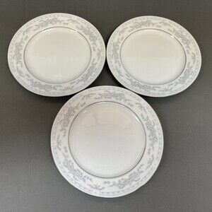 Somerset NL‎ Excel Bread & Butter Floral White Blue Platinum Trim Lot of 3